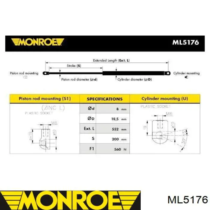 Амортизатор багажника GS0174 Magneti Marelli