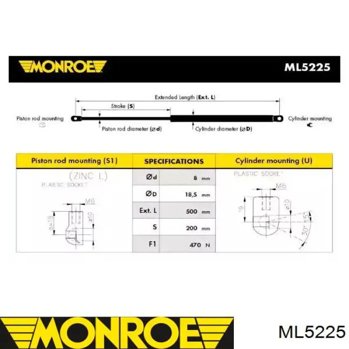 Амортизатор багажника ML5225 Monroe