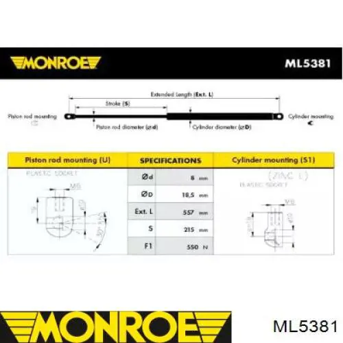 Амортизатор багажника ML5381 Monroe