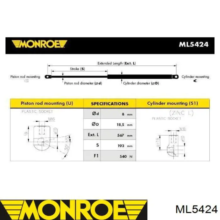 Амортизатор задней двери Magneti Marelli GS0416 цена, от 8.11 USD