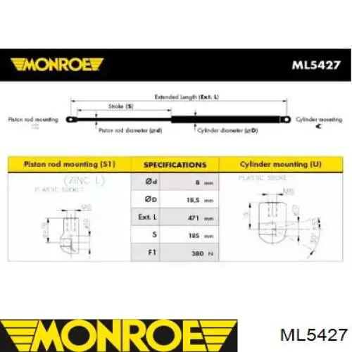 Амортизатор багажника ML5427 Monroe