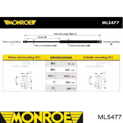 Амортизатор багажника ML5477 Monroe