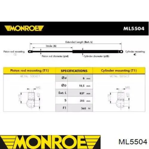 Амортизатор багажника ML5504 Monroe