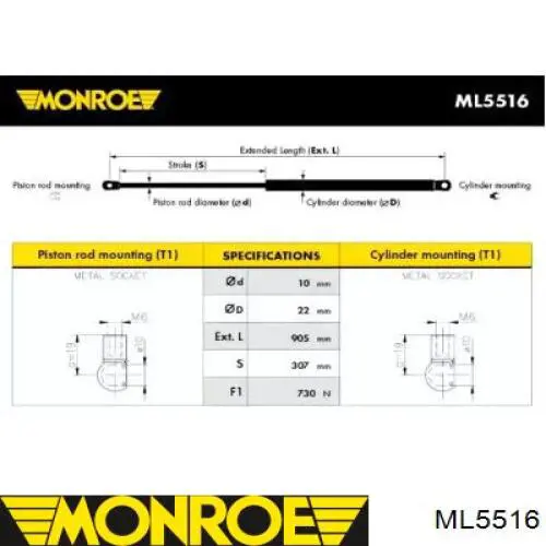ML5516 Monroe амортизатор багажника
