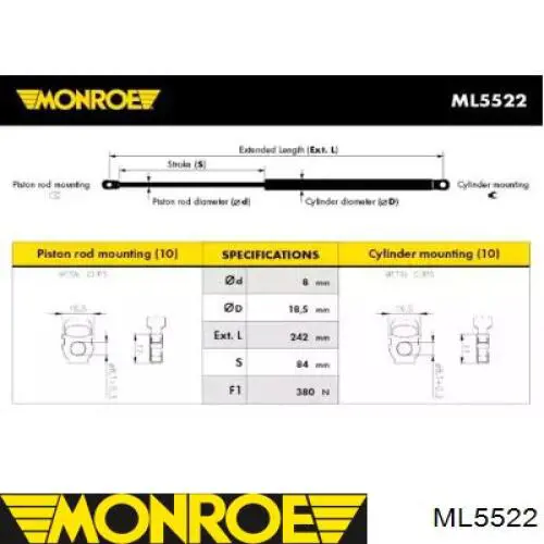 Амортизатор капота ML5522 Monroe