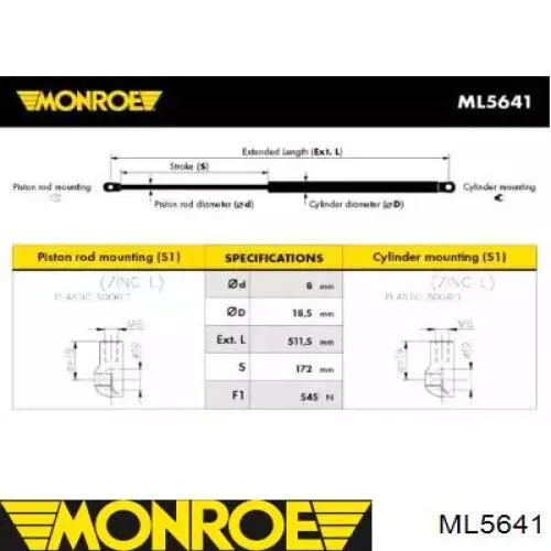 Амортизатор багажника ML5641 Monroe