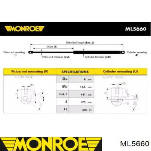 Амортизатор капота ML5660 Monroe