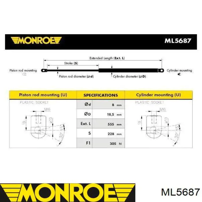 Амортизатор багажника ML5687 Monroe