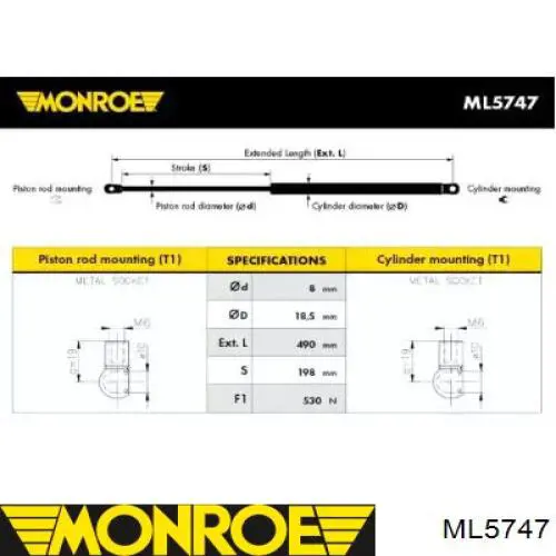 Амортизатор багажника ML5747 Monroe