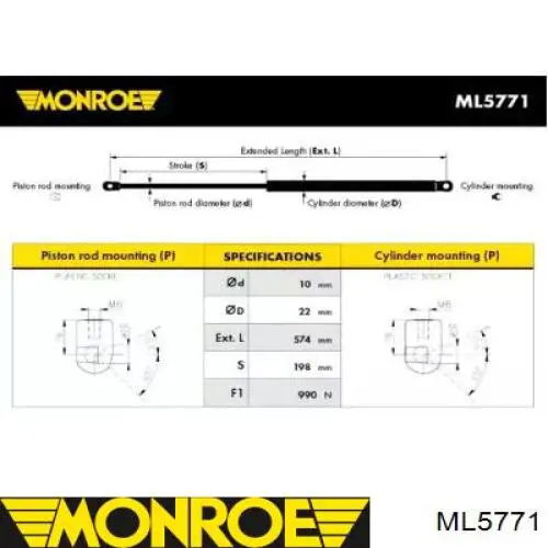 Амортизатор багажника ML5771 Monroe