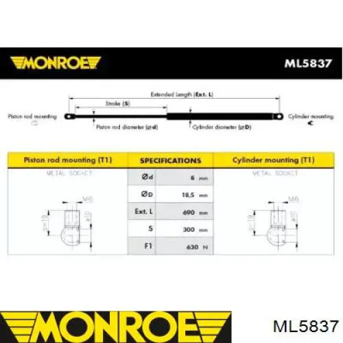 Амортизатор багажника ML5837 Monroe