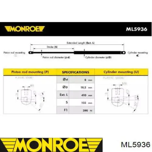 Амортизатор капота ML5936 Monroe