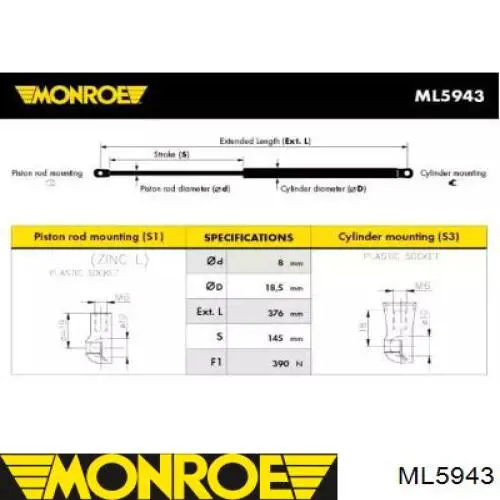 Амортизатор багажника ML5943 Monroe