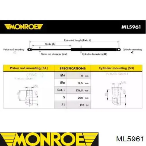 Амортизатор багажника ML5961 Monroe