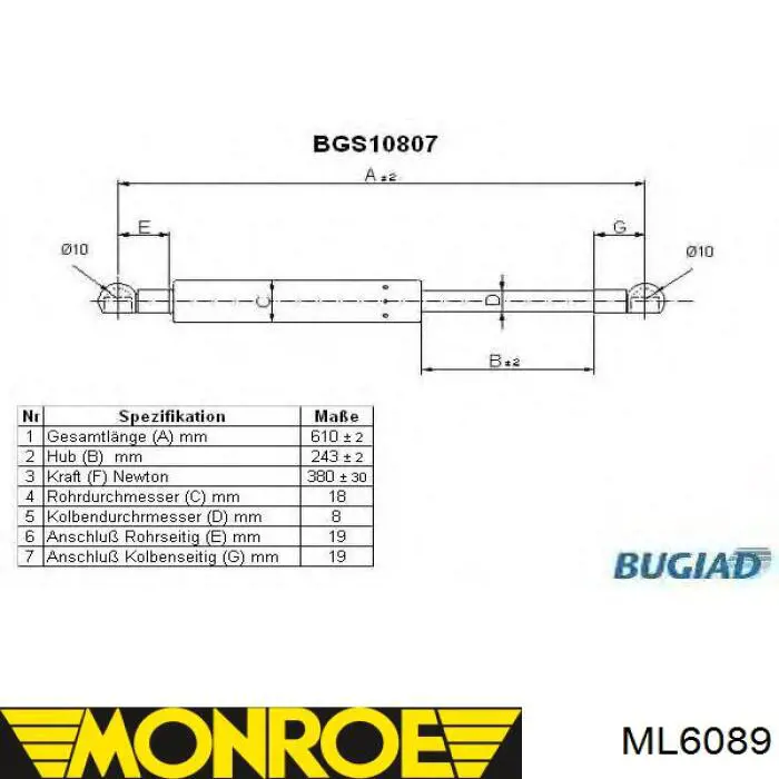 Купить 6895080020 Toyota Амортизатор двери багажника