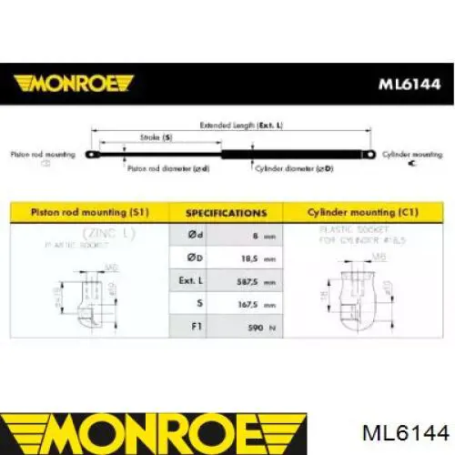 Амортизатор багажника 8177025550 Sensen