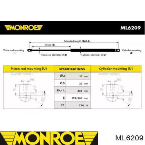 Амортизатор багажника ML6209 Monroe