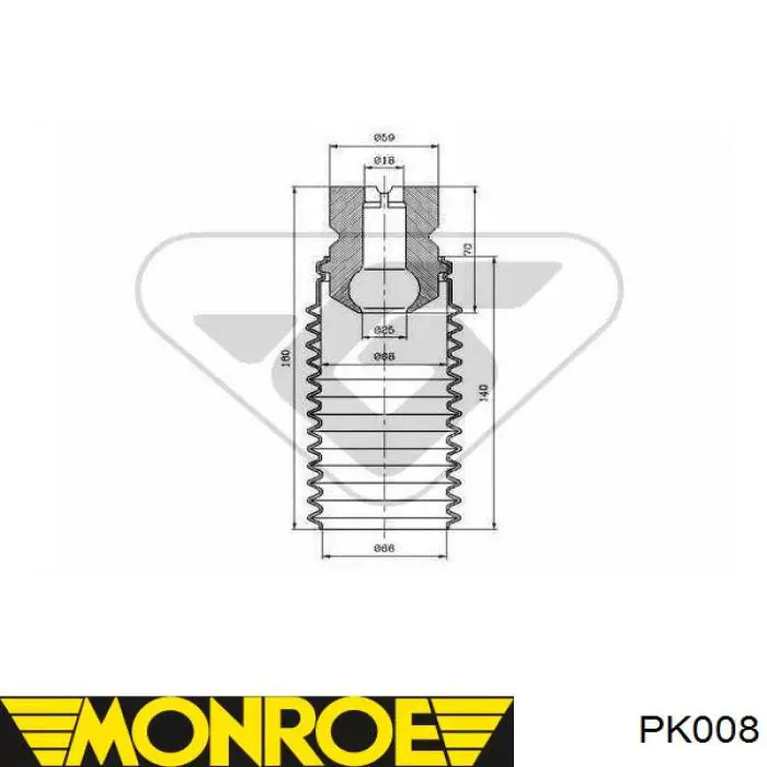 Буфер-отбойник амортизатора переднего + пыльник Monroe PK008 цена, от 18.70 USD