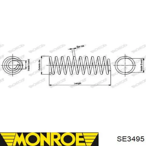 Пружина амортизатора передняя Monroe SE3495 цена, от 35.82 USD