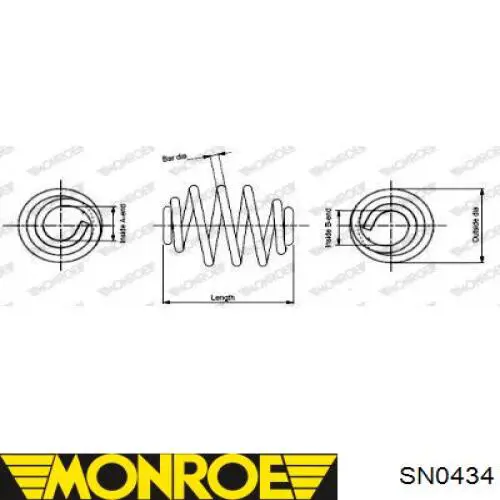 Пружина амортизатора Monroe SN0434 цена, от 28.20 USD
