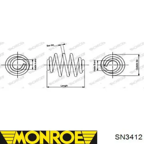 Пружина амортизатора Monroe SN3412 цена, от 35.34 USD