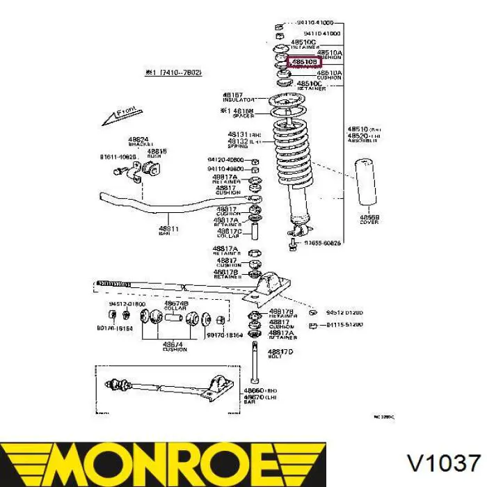 Стойка амортизатора передняя Japko MJ50045 цена, от 20.31 USD