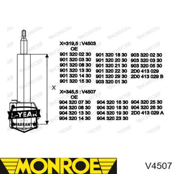 Купить V4507 Monroe Амортизатор передней подвески