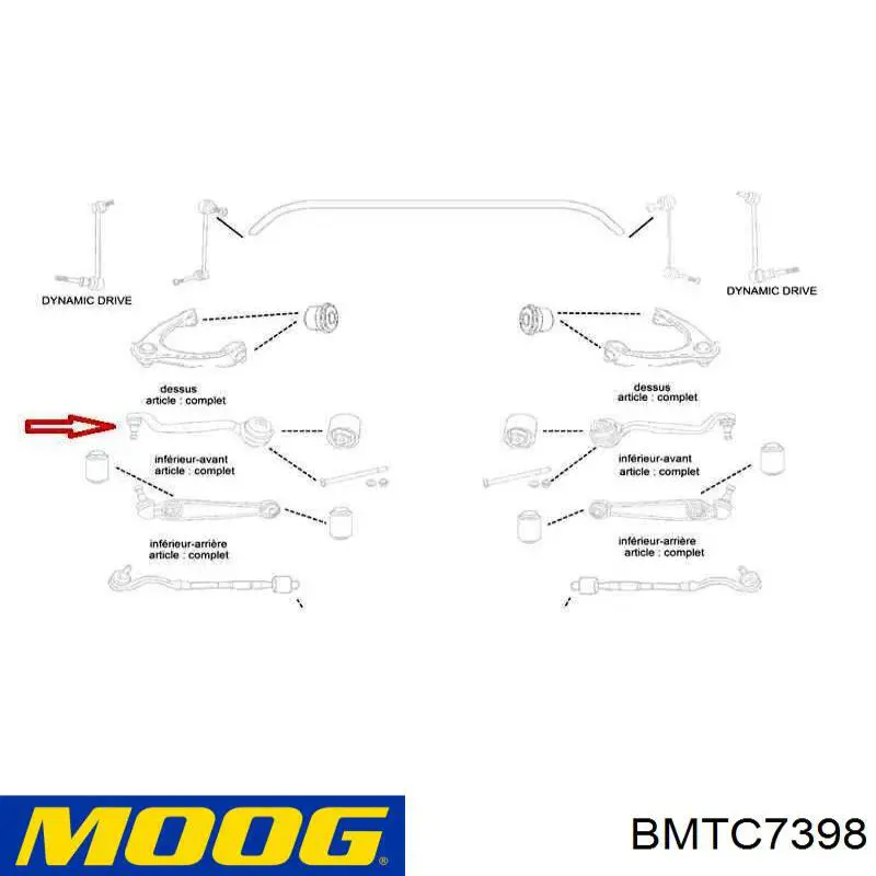 Левый рычаг передней нижней подвески Moog BMTC7398 цена, от 91.56 USD