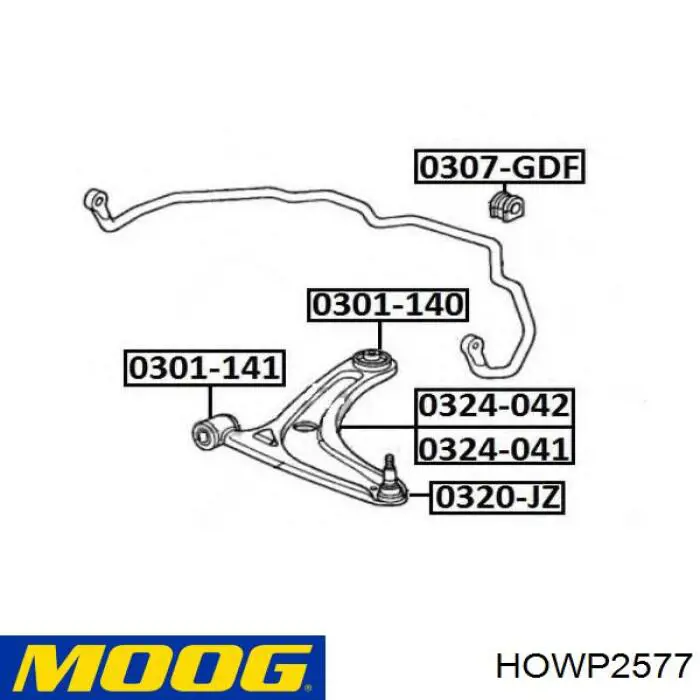 Правый рычаг передней нижней подвески Moog HOWP2577 цена, от 52.65 USD