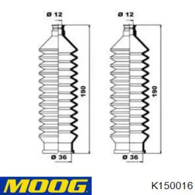 Пыльник рулевой рейки K150016 Moog