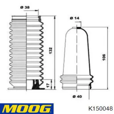 Пыльник рулевого механизма (рейки) правый K150048 Moog