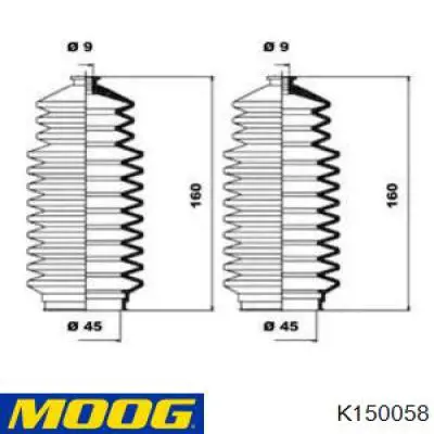 Пыльник рулевой рейки K150058 Moog