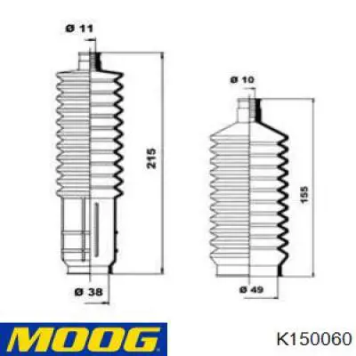 Пыльник рулевого механизма (рейки) правый Moog K150060