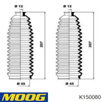 Пыльник рулевой рейки K150080 Moog