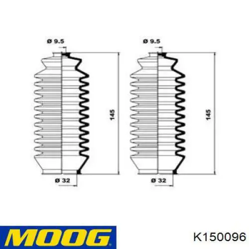 K150096 Moog пыльник рулевого механизма (рейки левый)
