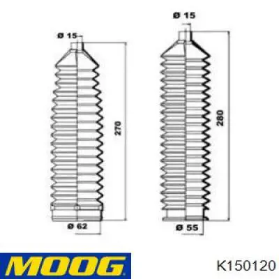 Пыльник рулевой рейки K150120 Moog