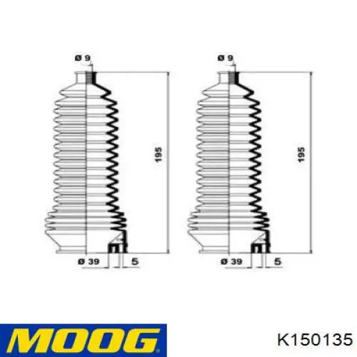 Пыльник рулевого механизма (рейки) правый Moog K150135