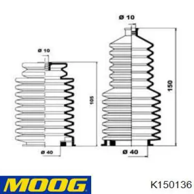 Пыльник рулевой рейки K150136 Moog