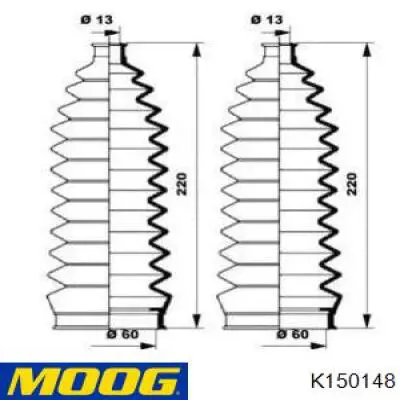 Пыльник рулевого механизма (рейки) Moog K150148