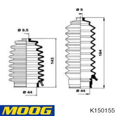 Пыльник рулевого механизма (рейки) Moog K150155