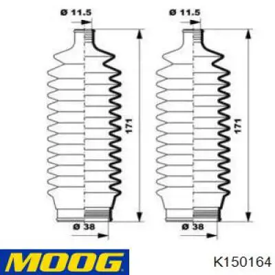 Пыльник рулевой рейки K150164 Moog