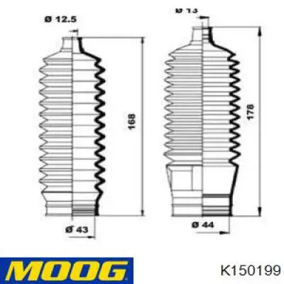 Пыльник рулевого механизма (рейки) левый Moog K150199