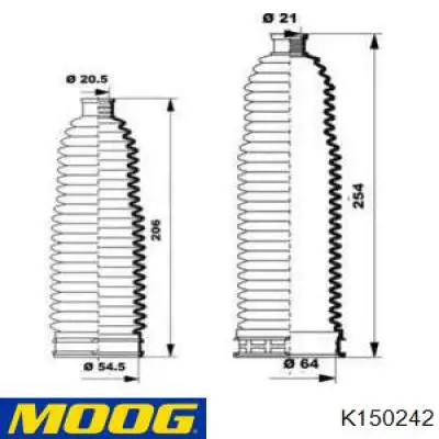 K150242 Moog пыльник рулевого механизма (рейки левый)