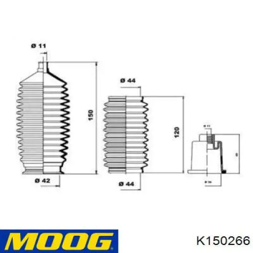 K150266 Moog пыльник рулевого механизма (рейки правый)