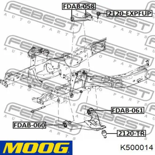 Купить K500014 Moog Верхняя шаровая опора