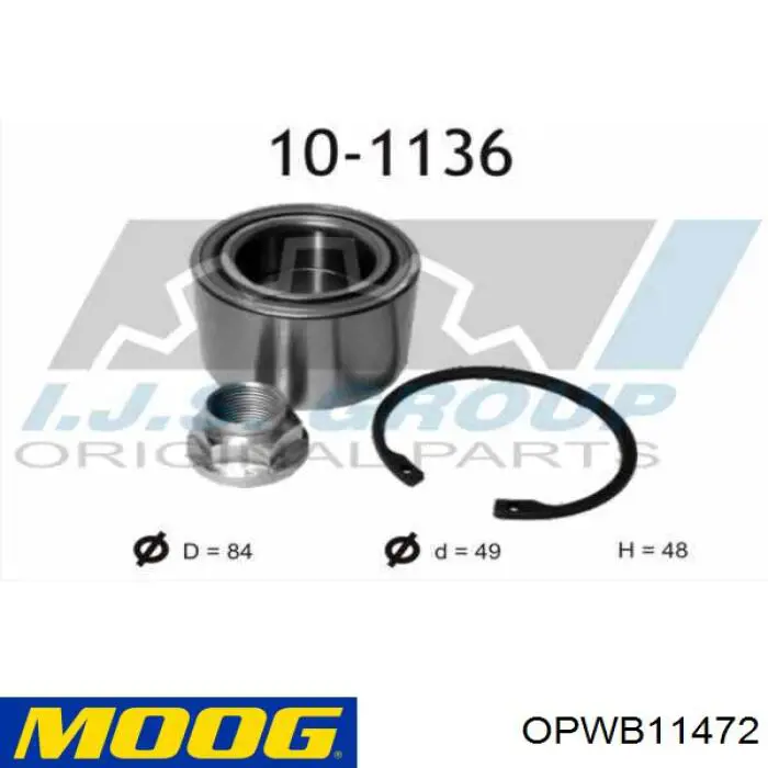 Комплект подшипника ступицы колеса Moog OPWB11472 цена, от 24.39 USD