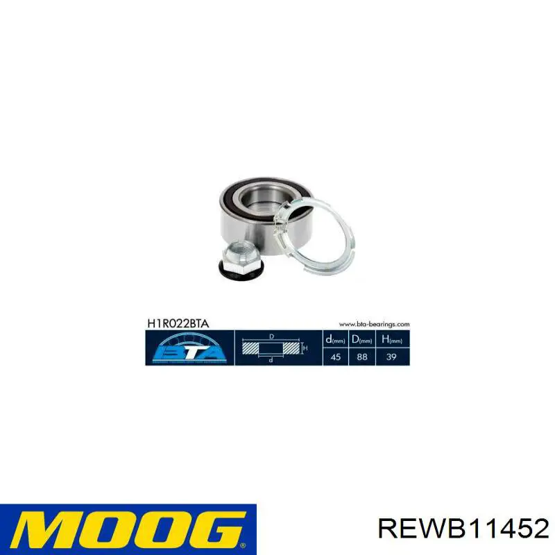 Купить REWB11452 Moog Подшипник передней ступицы