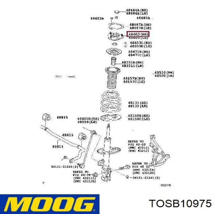 Soporte amortiguador delantero TOSB10975 Moog