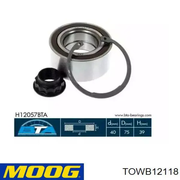 Комплект подшипника ступицы колеса Moog TOWB12118 цена, от 23.48 USD