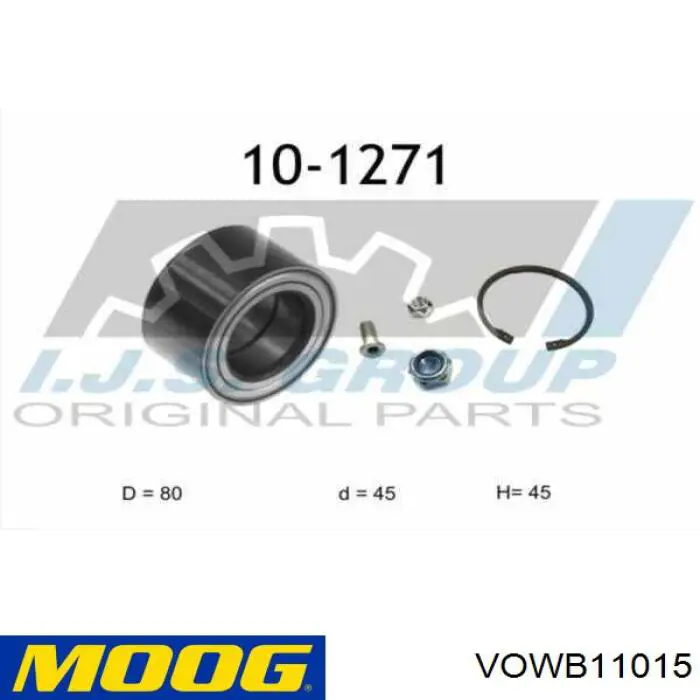 VOWB11015 Moog Подшипник ступицы задней